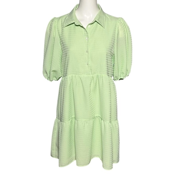AMANDA UPRICHARD Pierre Dress Size Medium Hypermint Green Short Sleeve Button Up - Picture 6 of 6